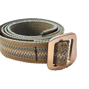 Bison Designs Green Nylon Men’s Belt Sz L Multicolor Stripe Outdoor Rugged 40”